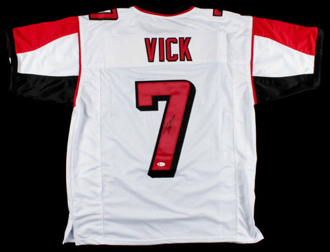 Michael Vick Signed Atlanta Falcons White Jersey (Beckett COA) 4xPro Bowl Q.B.