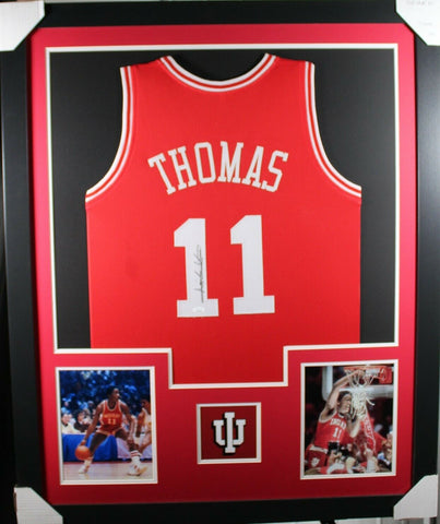 ISAIAH THOMAS (Hoosiers red TOWER) Signed Autographed Framed Jersey JSA