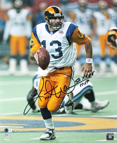 Rams Kurt Warner "SB XXXIV MVP" Signed 16x20 Photo BAS Witnessed #1W578257