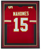 Patrick Mahomes Signed Framed Custom Red Pro Style Football Jersey BAS ITP