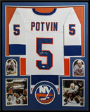 FRAMED NEW YORK ISLANDERS DENIS POTVIN AUTOGRAPHED SIGNED JERSEY JSA COA