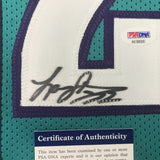 Autographed/Signed LARRY JOHNSON Charlotte Teal Basketball Jersey PSA/DNA COA