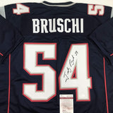 Autographed/Signed Tedy Bruschi New England Blue Football Jersey JSA COA