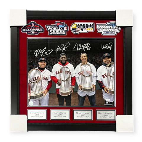 David Ortiz, Manny Ramirez, Lowell & Pearce Autographed 16x20 Framed Photo JSA