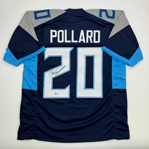 Autographed/Signed Tony Pollard Tennessee Blue Football Jersey Beckett BAS COA