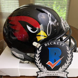 Larry Fitzgerald Autographed Signed Arizona Cardinals Black Mini Helmet Beckett