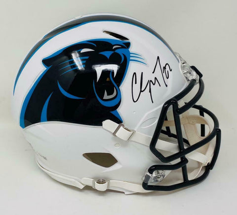 CHRISTIAN McCAFFREY Autographed Panthers White Matte Authentic Helmet FANATICS