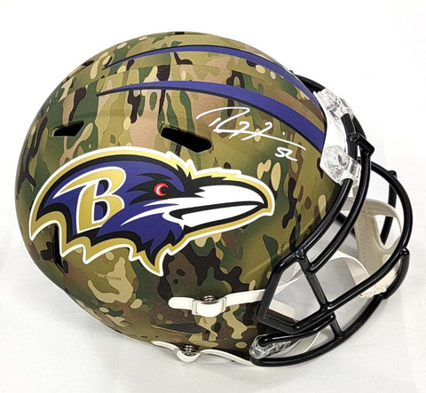 Ray Lewis Autographed Baltimore Ravens Riddell Camo Authentic Helmet Beckett