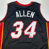 Autographed/Signed Ray Allen Miami Black Basketball Jersey Beckett BAS COA