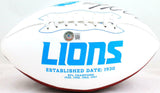 TJ Hockenson Autographed Detroit Lions Logo Football- Beckett W Hologram *Black