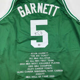 Autographed/Signed Kevin Garnett Boston Green Stat Jersey Beckett BAS COA