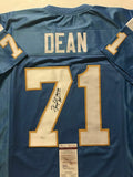 Autographed/Signed FRED DEAN "HOF 08" San Diego Powder Blue Jersey JSA COA Auto