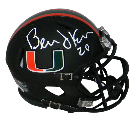 BERNIE KOSAR AUTOGRAPHED SIGNED MIAMI HURRICANES BLACK SPEED MINI HELMET JSA