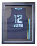 Ja Morant Memphis Signed Framed Navy Blue Basketball Jersey BAS