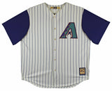 D-Backs Luis Gonzalez "Career Stat" Signed White Pinstripe Majestic Jersey BAS W