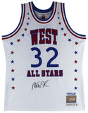 Lakers Magic Johnson Signed White 1983 All-Star M&N Authentic Jersey BAS Witness