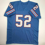 Autographed/Signed ROBERT BRAZILE "HOF 18" Houston Blue Football Jersey JSA COA