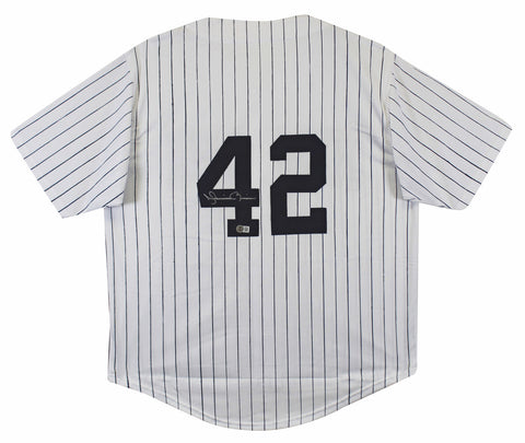 Mariano Rivera Authentic Signed White Pinstripe Pro Style Jersey BAS Witnessed