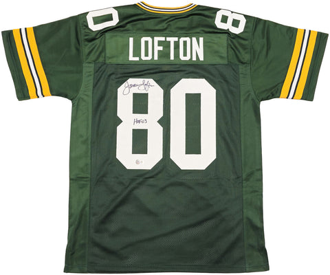 PACKERS JAMES LOFTON AUTOGRAPHED GREEN JERSEY "HOF 03" BECKETT WITNESS 234506