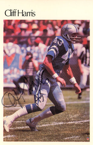 Cliff Harris Autographed Dallas Cowboys Mini Poster 34/50 Beckett 46091