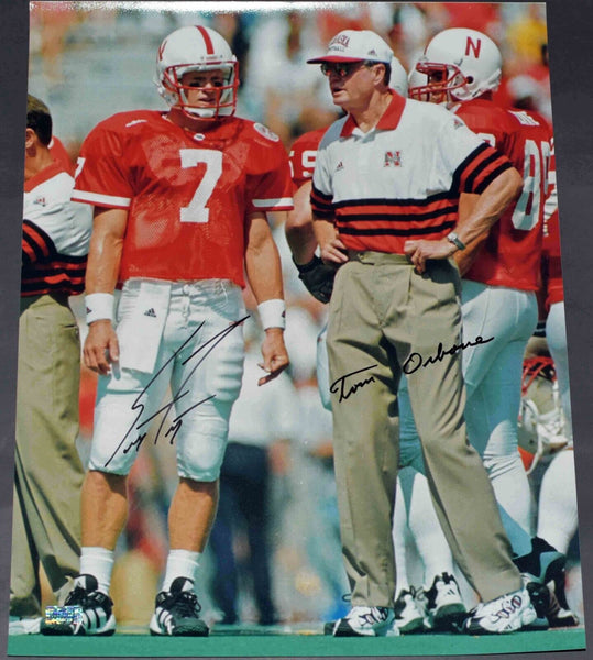 TOM OSBORNE & SCOTT FROST AUTOGRAPHED NEBRASKA CORNHUSKERS 16x20 PHOTO COA