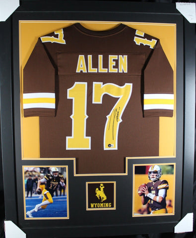 JOSH ALLEN (Wyoming brown TOWER) Signed Autographed Framed Jersey Beckett