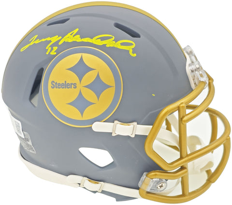 TERRY BRADSHAW AUTOGRAPHED STEELERS SLATE GRAY SPEED MINI HELMET BECKETT 230083