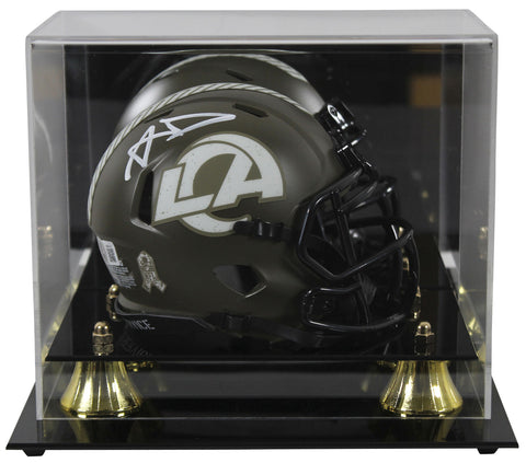 Rams Aaron Donald Signed Salute To Service Speed Mini Helmet w/ Case BAS Wit