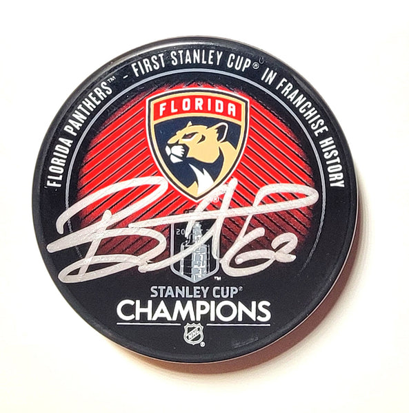 Brandon Montour Signed Florida Panthers 2024 Stanley Cup Champions Puck Beckett