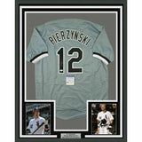 FRAMED Autographed/Signed AJ A.J. PIERZYNSKI 33x42 Grey Baseball Jersey PSA COA