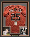 Framed Autographed/Signed Rafael Palmeiro 33x42 Baltimore Orange Jersey JSA COA