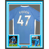 Framed Autographed/Signed Phil Foden 35x39 Manchester City Jersey Beckett COA