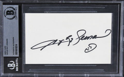 Sugar Ray Lenoard Authentic Signed 3x5 Index Card Autographed BAS Slabbed 2