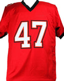 John Lynch Autographed Red SB Style Jersey- Beckett W *Black