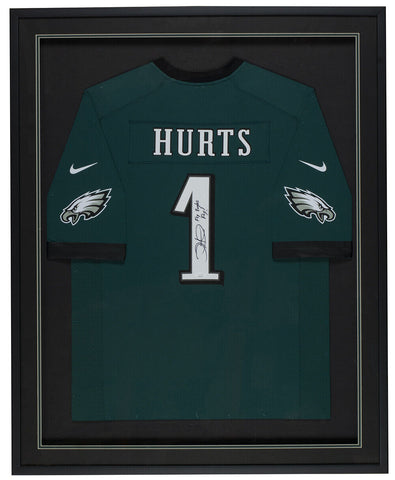 Jalen Hurts Signed Framed Philadelphia Eagles Nike Football Jersey Inscribed Fly Eagles Fly! JSA