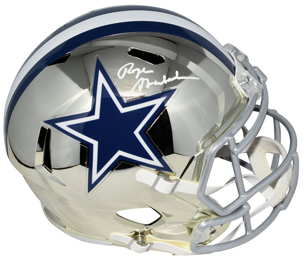 ROGER STAUBACH SIGNED DALLAS COWBOYS CHROME FULL SIZE SPEED HELMET BECKETT