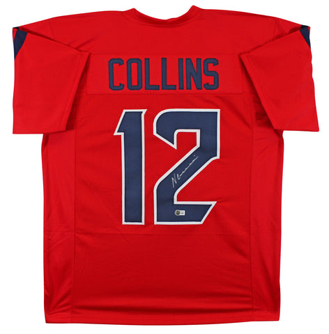 Nico Collins Authentic Signed Red Pro Style Jersey Autographed BAS Witnessed