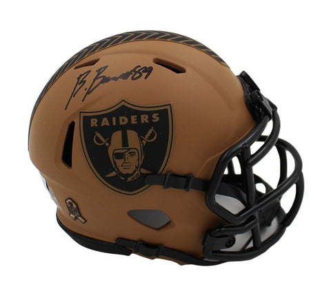 Brock Bowers Signed Las Vegas Raiders Speed Salute to Service 2 NFL Mini Helmet