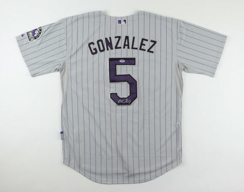 Carlos Gonzalez Signed Colorado Rockies Pinstriped Road Jersey (PSA Hologram) OF