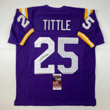 Autographed/Signed YA Y.A. Tittle LSU Purple College Football Jersey JSA COA