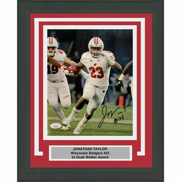 FRAMED Autographed/Signed JONATHAN TAYLOR Wisconsin Badgers 8x10 Photo JSA COA 3