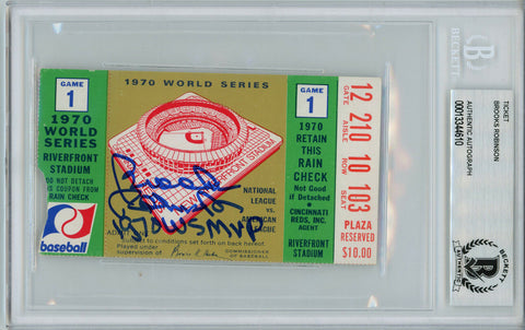 Brooks Robinson Autographed 1970 World Series Ticket Game 1 MVP BAS Slab 31608