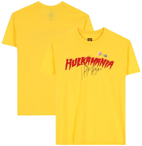 Hulk Hogan Autographed WWE Yellow Hulkamania T-Shirt Fanatics