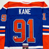 Autographed/Signed Evander Kane Edmonton Blue Hockey Jersey JSA COA