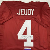 Autographed/Signed JERRY JEUDY Alabama Red College Football Jersey JSA COA Auto