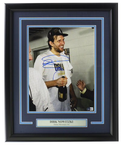 Dirk Nowitzki Signed Framed 11x14 Dallas Mavericks Photo BAS