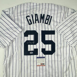 Autographed/Signed JASON GIAMBI New York Pinstripe Baseball Jersey PSA/DNA COA