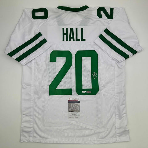 Autographed/Signed Breece Hall New York White Football Jersey JSA COA