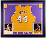 Jerry West Signed Lakers 35" x 43" Framed Jersey (JSA COA) NBA Career 1960-1974