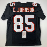 Autographed/Signed Chad Johnson Ochocinco Cincinnati Black Retro Jersey JSA COA